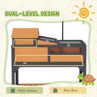 PawHut Tortoise Enclosure Tortoise House w/ Adjustable Lamp Holder, Storage Shelf, Removable Main House, Openable Lid, Yellow(m-4)