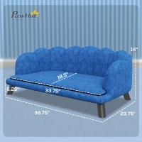 PawHut Pearl Design Pet Sofa for Medium and Large Sized Dogs, Pet Bed with Cushion and Solid Wood Legs, Dark Blue(m-3)
