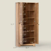 HOMCOM 72" Farmhouse Pantry Cabinet, Freestanding Food Pantry Cabinet with Adjustable Shelves, Brown(m-3)
