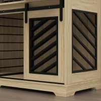 PawHut Modern Dog Kennel Furniture with Removable Divider, Storage, Drawers for 2 Medium Dogs or 1 Large Dog, Oak(m-9)