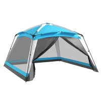 Outsunny 12' x 12' Screen House Room, 8 Person Camping Tent w/ Carry Bag and 4 Mesh Walls for Hiking, Backpacking, and Traveling, Easy Set Up, Sky Blue(m-1)