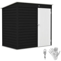 Outsunny 6' x 4' Outdoor Garden Shed, Metal Storage Shed with Lockable Door and Gloves for Backyard Garden Patio, Dark Gray(m-11)