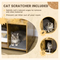 PawHut Cat Litter Box Furniture Hidden, Cat Washroom Storage Bench Odor Control Indoor Cat House Side Table with Scratching Pad, Easy Assembly(m-6)
