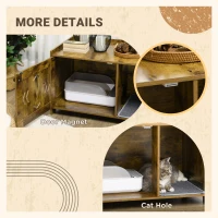PawHut Cat Litter Box Furniture Hidden, Cat Washroom Storage Bench Odor Control Indoor Cat House Side Table with Scratching Pad, Easy Assembly(m-7)