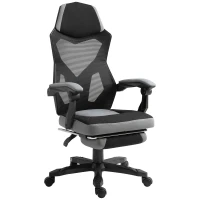Vinsetto Home Office Chair Adjustable Height Recliner with Retractable Footrest, Mesh Back - Gray(m-17)