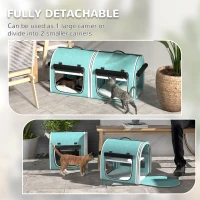 PawHut 39" Portable Soft 2 Sided Pet Cat Carrier with Divider, Two Compartment, Soft Cushions, & Storage Bag, Green(m-5)