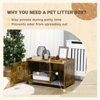 PawHut Cat Litter Box Furniture Hidden, Cat Washroom Storage Bench Odor Control Indoor Cat House Side Table with Scratching Pad, Easy Assembly(m-5)
