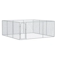 PawHut Large Dog Kennel Outside, Heavy Duty Dog Cage, Outdoor Fence Dog Run with Galvanized Chain Link, Secure Lock, 15.1' x 15.1' x 6(m-1)