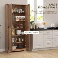HOMCOM 72" Farmhouse Pantry Cabinet, Freestanding Food Pantry Cabinet with Adjustable Shelves, Brown(m-5)