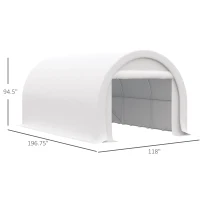 Outsunny 10' x 16' Carport, Heavy Duty Portable Garage Storage Tent with Large Zippered Door, Anti-UV PE Canopy Cover for Car, Truck, Boat, Motorcycle, Bike, Garden Tools, Outdoor Work, White(m-3)