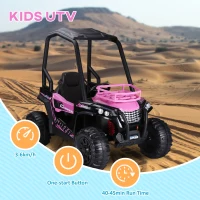Aosom 12V Kids UTV with Music, Lights, MP3/USB, Suspension System & Remote Control, Pink(m-6)