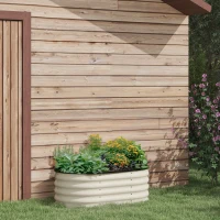 Outsunny 3.4' x 2' x 1.4' Galvanized Raised Garden Bed Kit, Metal Planter Box with Safety Edging, Cream(m-10)