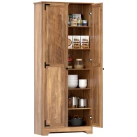 HOMCOM 72" Farmhouse Pantry Cabinet, Freestanding Food Pantry Cabinet with Adjustable Shelves, Brown(m-10)