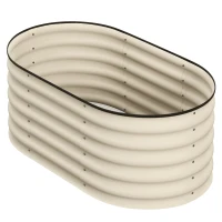 Outsunny 3.4' x 2' x 1.4' Galvanized Raised Garden Bed Kit, Metal Planter Box with Safety Edging, Cream(m-1)