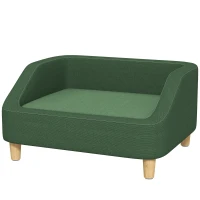 PawHut Pet Sofa Dog Bed for Small and Medium Dogs with Washable Cushion, Non-slip Pads, Dark Green(m-1)