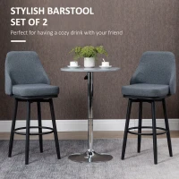 HOMCOM Modern Bar Stools, Set of 2 Swivel Kitchen Chairs, Dark Gray(m-4)