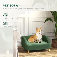 PawHut Pet Sofa Dog Bed for Small and Medium Dogs with Washable Cushion, Non-slip Pads, Dark Green(m-6)