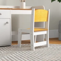 Qaba Kids Desk and Chair Set with Storage, Study Desk with Chair, White(m-8)