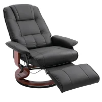 HOMCOM Faux  Leather lounge chair with footrest and armrest, Manual Swivel Recliner for living room, Black(m-14)