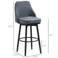 HOMCOM Modern Bar Stools, Set of 2 Swivel Kitchen Chairs, Dark Gray(m-3)