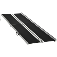 HOMCOM 10' Skidproof Portable Wheelchair Ramp for Home, Steps, Doorways, Carpeted Foldable Handicap Ramp, Threshold Ramp(m-1)