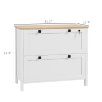 HOMCOM Lateral File Cabinet, 2 Drawer Filing Cabinet with Adjustable Hanging Bar for Letter, A4 and Legal Size, White(m-3)