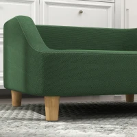 PawHut Pet Sofa Dog Bed for Small and Medium Dogs with Washable Cushion, Non-slip Pads, Dark Green(m-8)