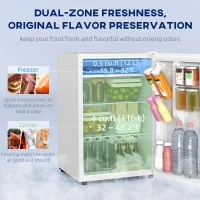 HOMCOM 4.5 Cu Ft Mini Fridge with Freezer, Wheels, Single Door Refrigerator, Adjustable Thermostat, Reversible Door, White(m-1)