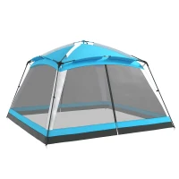 Outsunny 12' x 12' Screen House Room, 8 Person Camping Tent w/ Carry Bag and 4 Mesh Walls for Hiking, Backpacking, and Traveling, Easy Set Up, Sky Blue(m-11)
