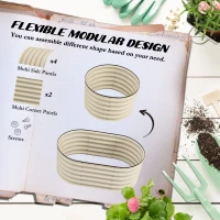 Outsunny 3.4' x 2' x 1.4' Galvanized Raised Garden Bed Kit, Metal Planter Box with Safety Edging, Cream(m-4)