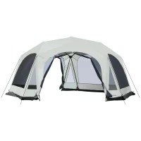 Outsunny 20 Person Camping Tent, Outdoor Cabin Tent Tent with 2 Doors, Screen Room, Family Dome Tent for Hiking, Backpacking, Traveling, Easy Set Up, Cream(m-11)