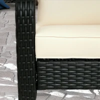 Outsunny Patio Wicker Adirondack Chair, Outdoor Rattan Fire Pit Chairs w/ Soft Cushions, Tall Backrest, Tilted Seat, Cream White(m-9)