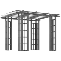 Outsunny 9' x 9' Vinyl Pergola, PVC Outdoor Gazebo Grape Trellis, for Garden, Patio, Backyard, Deck(m-1)