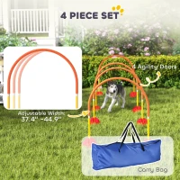 PawHut 4 Piece Dog Agility Equipment w/ 4 Adjustable Width Doors, Carry Bag, Easy Assemble & Portable, Orange(m-4)