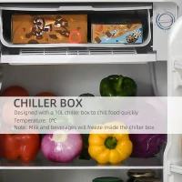 HOMCOM 3.2 Cu.Ft Mini Fridge with Freezer, Single Door Compact Refrigerator with Adjustable Thermostat, Shelf and Reversible Door for Bedroom, Dorm, Home Office, Energy Efficient, Silver(m-5)
