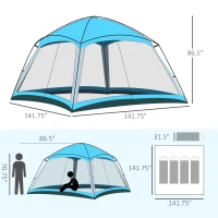 Outsunny 12' x 12' Screen House Room, 8 Person Camping Tent w/ Carry Bag and 4 Mesh Walls for Hiking, Backpacking, and Traveling, Easy Set Up, Sky Blue(m-3)