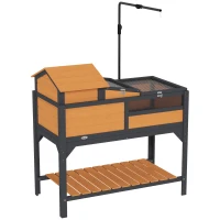 PawHut Tortoise Enclosure Tortoise House w/ Adjustable Lamp Holder, Storage Shelf, Removable Main House, Openable Lid, Yellow(m-11)