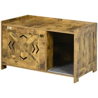 PawHut Cat Litter Box Furniture Hidden, Cat Washroom Storage Bench Odor Control Indoor Cat House Side Table with Scratching Pad, Easy Assembly(m-1)