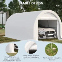 Outsunny 10' x 16' Carport, Heavy Duty Portable Garage Storage Tent with Large Zippered Door, Anti-UV PE Canopy Cover for Car, Truck, Boat, Motorcycle, Bike, Garden Tools, Outdoor Work, White(m-5)