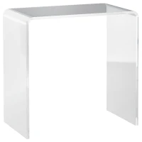 HOMCOM Modern Acrylic End Table, Waterfall Side Table with Rounded Edges and Storage for Small Spaces, 21" x 12" x 21", Clear(m-11)