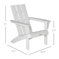 Outsunny Patio Adirondack Chair, Outdoor HDPE Fire Pit Chair, Weather Resistant Outdoor Chair with High-back, Patio Chair for Deck, Garden, Backyard, White(m-3)