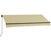 Outsunny 10' x 8' Retractable Awning, 280gsm UV Resistant Sunshade Shelter for Deck, Balcony, Yard, Beige(m-1)