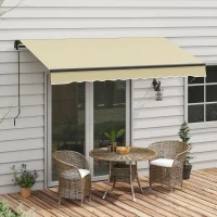 Outsunny 10' x 8' Retractable Awning, 280gsm UV Resistant Sunshade Shelter for Deck, Balcony, Yard, Beige(m-10)