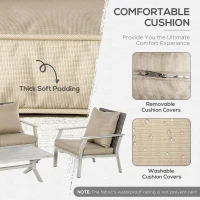 Outsunny 4 Pieces Patio Furniture Set with Cushions, Outdoor Wicker Conversation Sofa Sets, Aluminum Frame Sofa Sets for Backyard, Poolside, Garden, Beige(m-5)