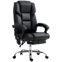 Vinsetto 6 Point Vibration Massage Office Chair with Heat, PU Leather Computer Chair with Adjustable Height Reclining Back, Black(m-1)