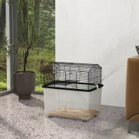 PawHut 22" 2-Tier Hamster Cage with Extra-Deep 14" Base, Small Animal Cage with Ramp, Water Bottle, Food Dish, Wheels, Black(m-10)