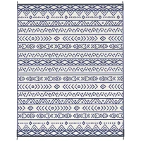 Outsunny Reversible Outdoor Rug, Waterproof Plastic Straw with Carry Bag, 8' x 10', Blue & White Geometric(m-1)