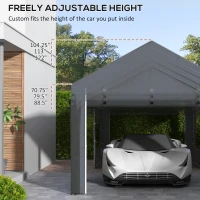 Outsunny 10' x 20' Carport, Heavy Duty Portable Garage, Height Adjustable, with 4 Mesh Windows and 4 Doors, Gray(m-5)