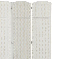 HOMCOM Room Divider, 3 Panel Folding Privacy Screen, 6FT Tall Portable Weave Partition Wall Divider for Bedroom, White(m-8)