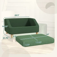 PawHut Pet Sofa Dog Bed for Small and Medium Dogs with Washable Cushion, Non-slip Pads, Dark Green(m-3)